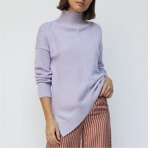 Anthropologie Maeve Tunic Sweater Womens Size Large Purple Crystal Mock Neck